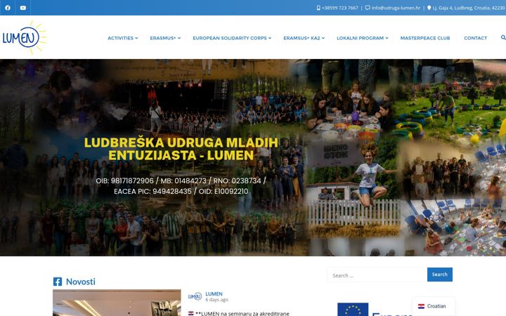 Екранна снимка на udruga-lumen.hr