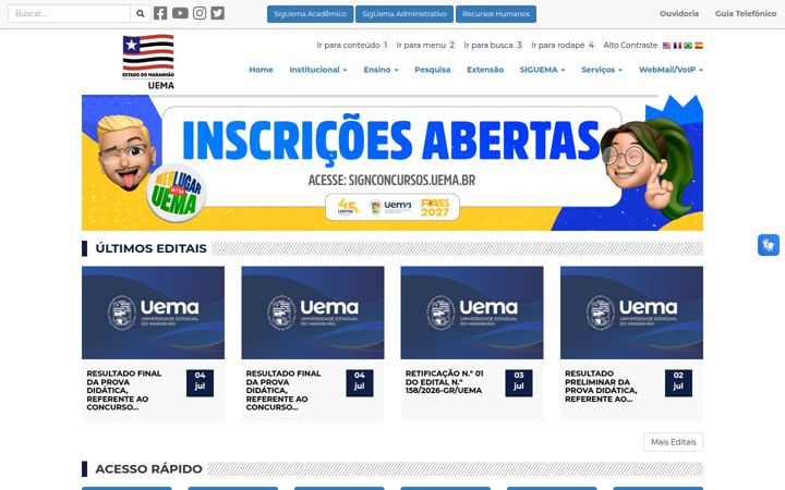 Captura de pantalla de uema.br