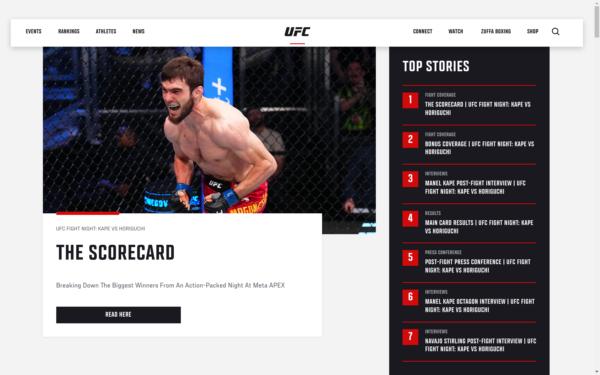 Screenshot of ufc.com