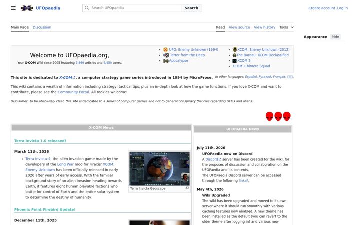 Screenshot of ufopaedia.org