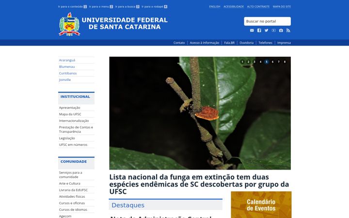 Kuvakaappaus sivustosta ufsc.br