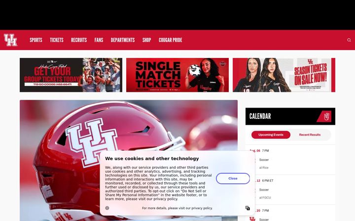 Screenshot of uhcougars.com