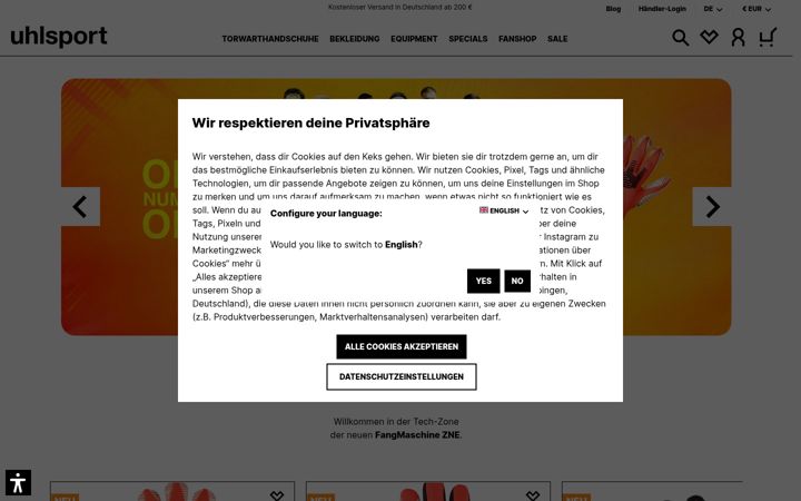 Screenshot of uhlsport.com