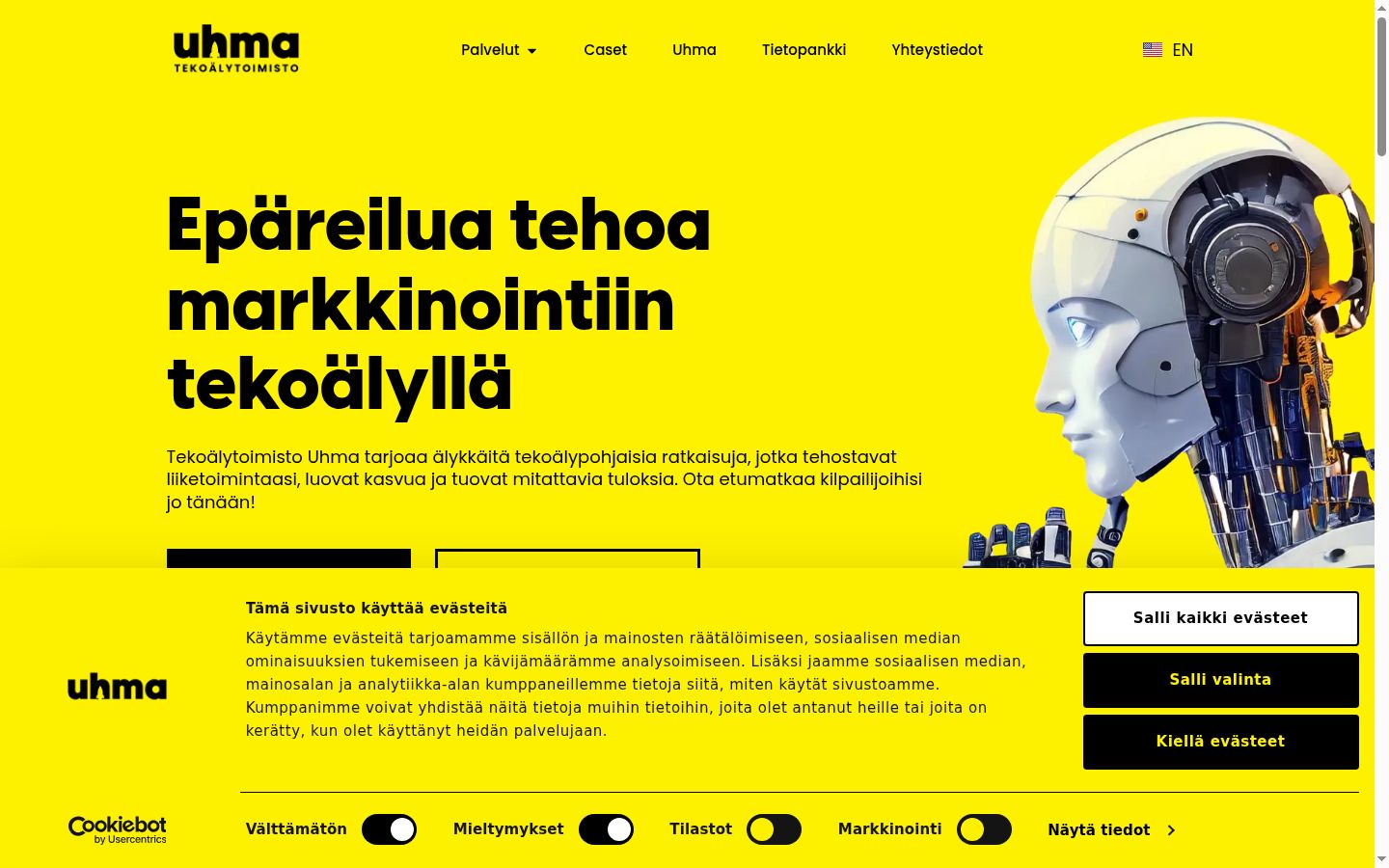 Ekrānuzņēmums ar piekrišanas baneri, kas tika rādīts pirms jebkādas mijiedarbības