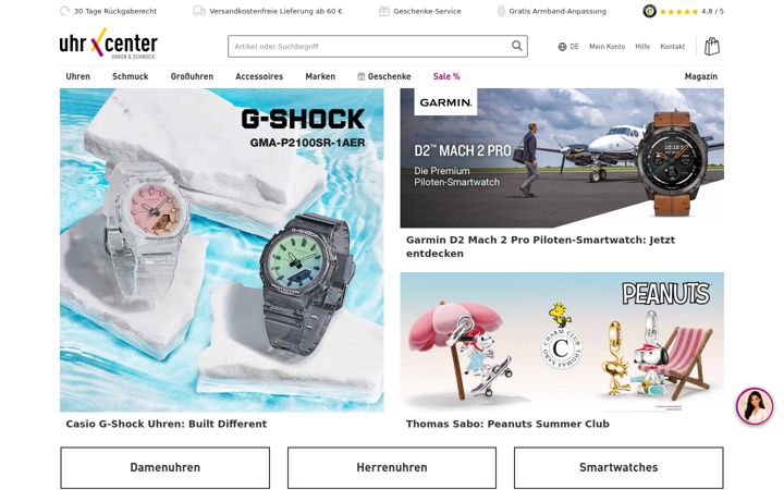 Screenshot of uhrcenter.de