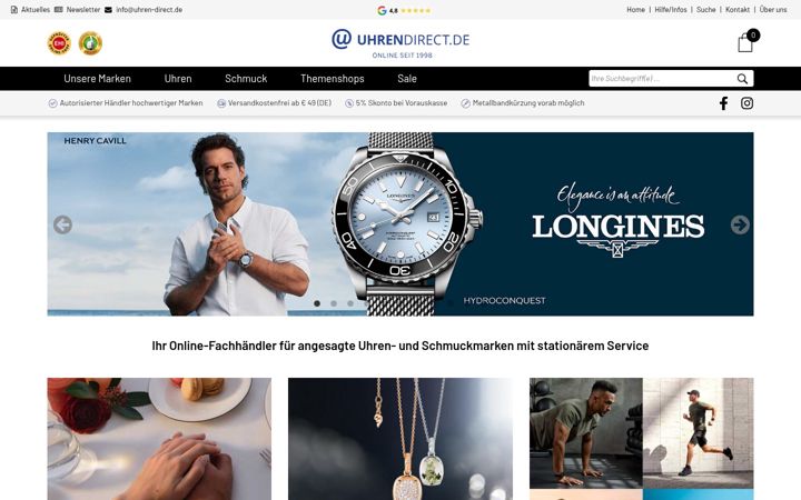 Skjermbilde av uhrendirect.de