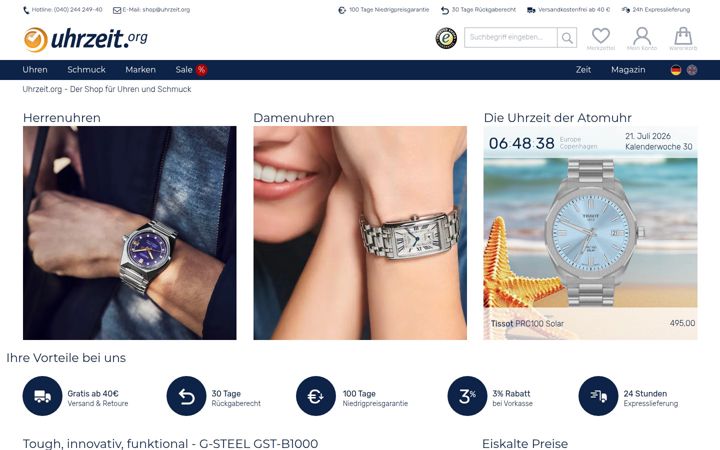 Screenshot of uhrzeit.org