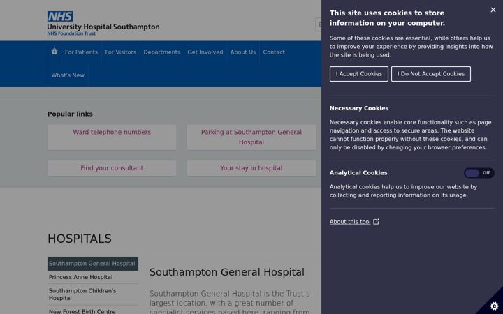 Screenshot ta' uhs.nhs.uk