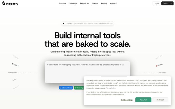 Screenshot of uibakery.io