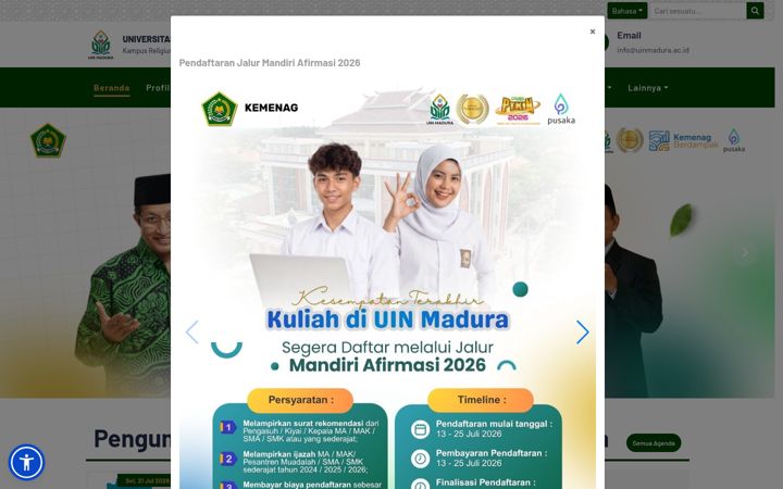 Screenshot of uinmadura.ac.id