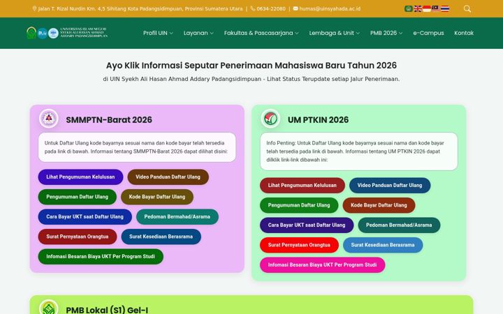 Screenshot of uinsyahada.ac.id