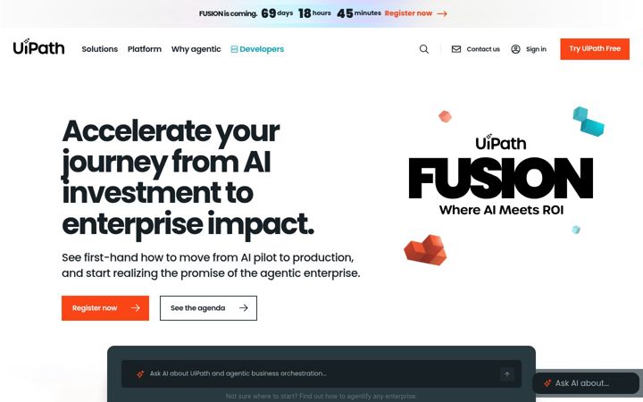 Captura de ecrã de uipath.com
