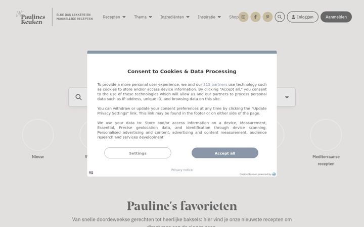 Screenshot of uitpaulineskeuken.nl