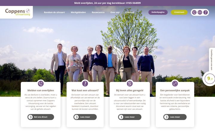 Posnetek zaslona uitvaartcoppens.nl