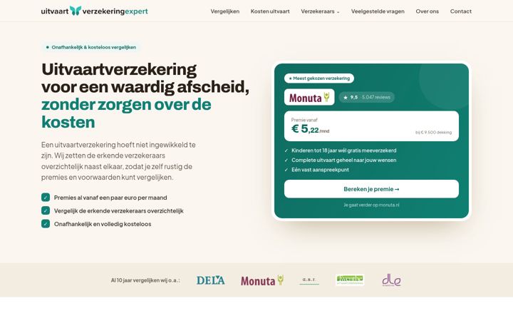 Screenshot of uitvaartverzekeringexpert.nl