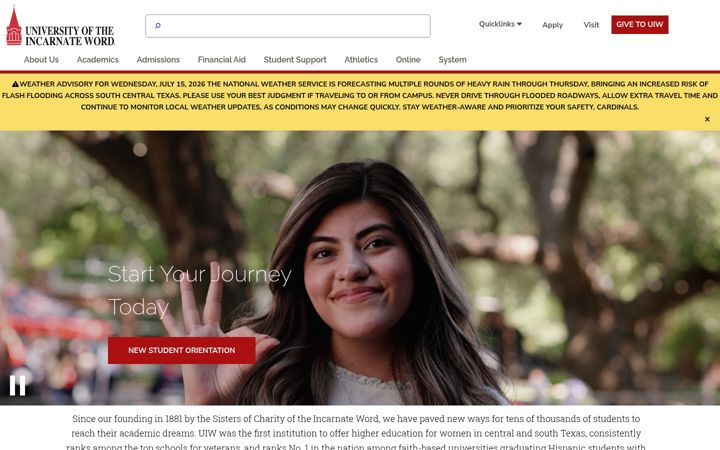 Screenshot of uiw.edu