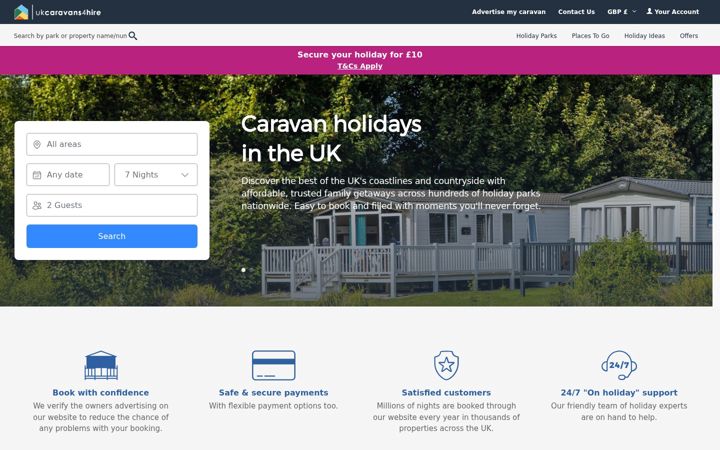 Screenshot of ukcaravans4hire.com