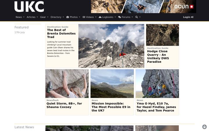 Capture d'écran de ukclimbing.com