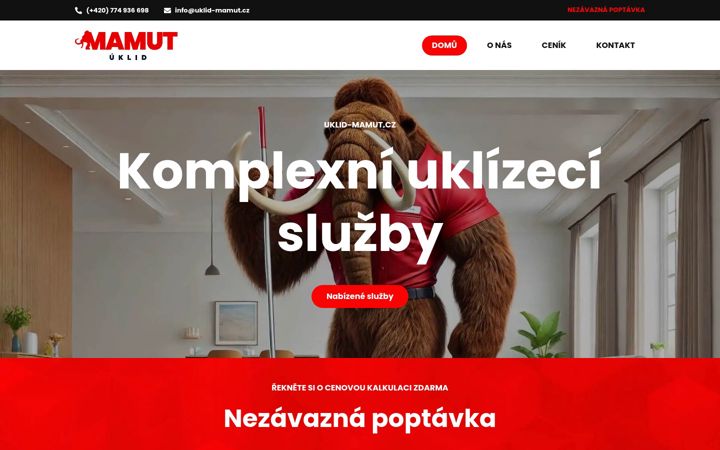 Screenshot van uklid-mamut.cz