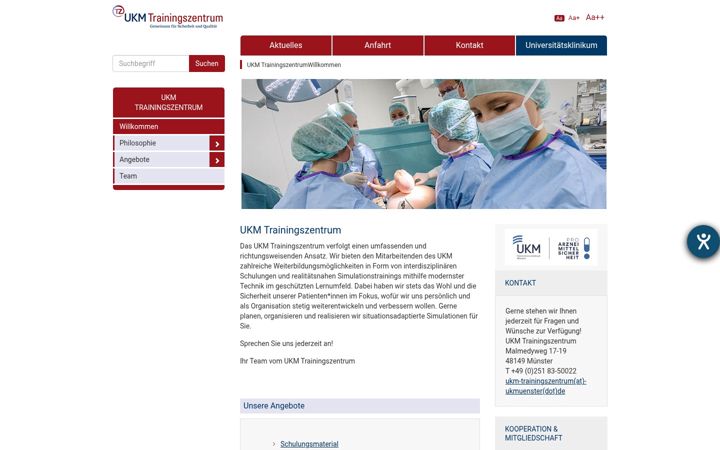Screenshot von ukm-trainingszentrum.de