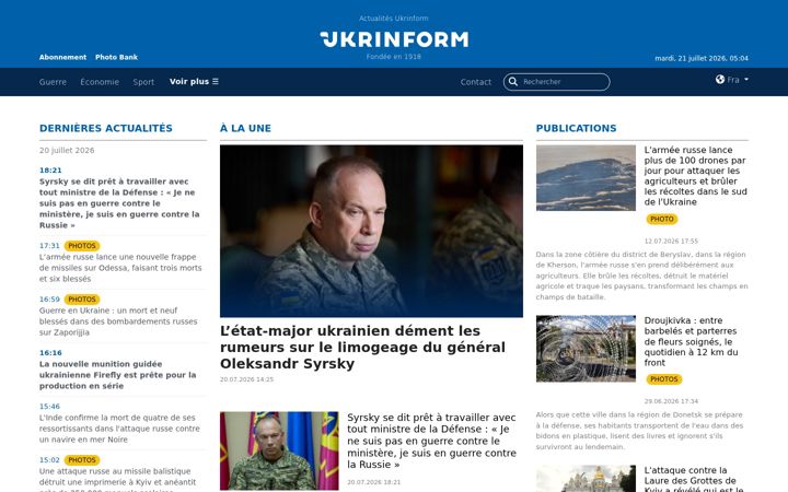 Screenshot of ukrinform.fr