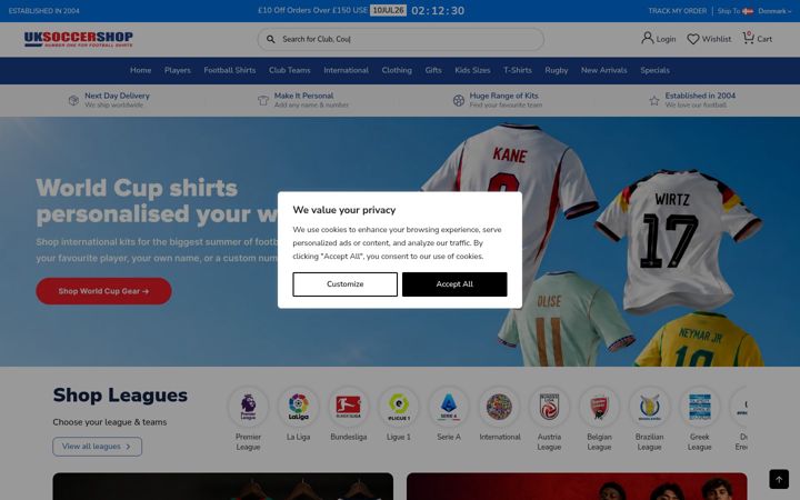 Screenshot of uksoccershop.com