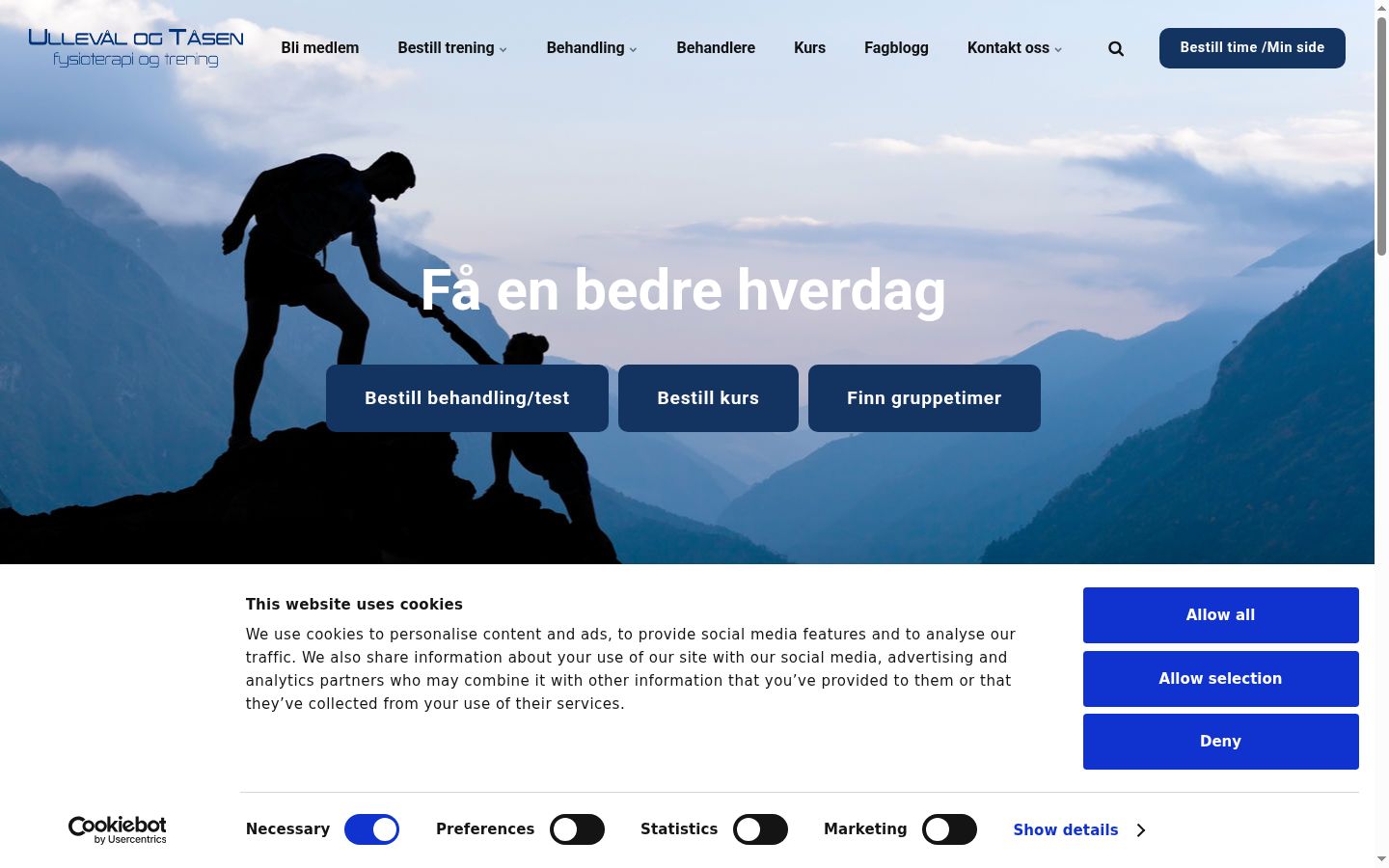 Skærmbillede af samtykkebanneret, som det blev vist før nogen interaktion