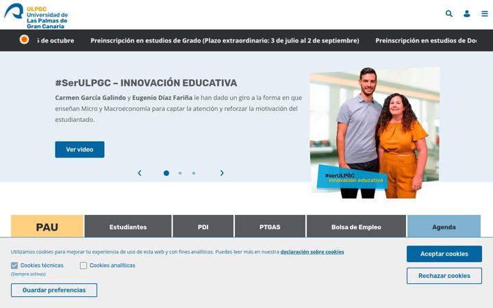 Posnetek zaslona ulpgc.es