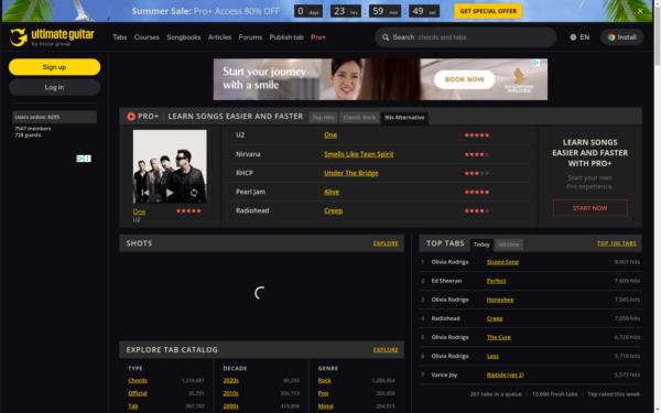 Screenshot of ultimate-guitar.com