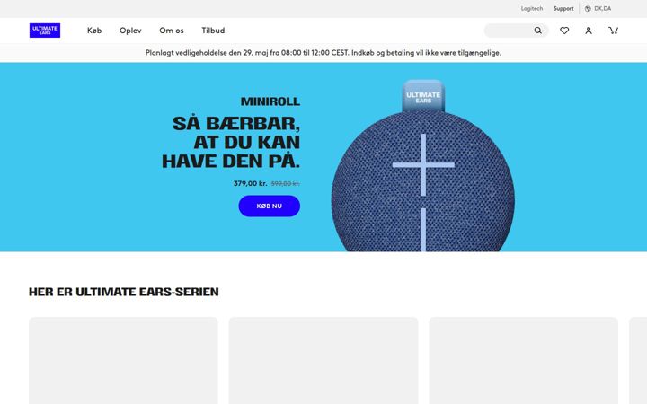 Skärmbild av ultimateears.com