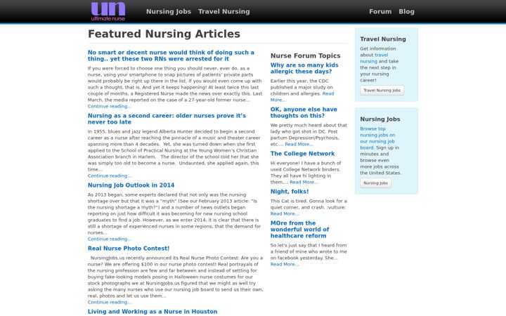 Screenshot of ultimatenurse.com