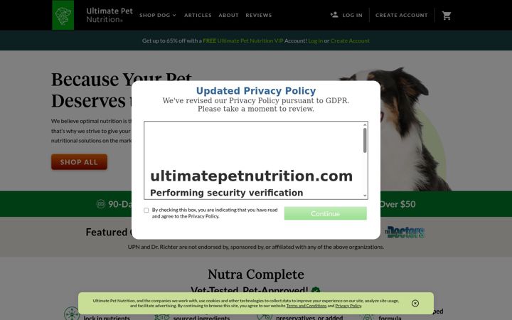 Screenshot of ultimatepetnutrition.com