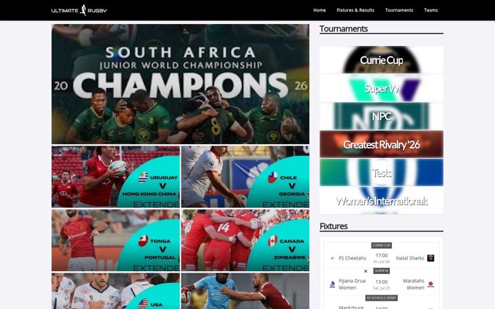 Screenshot of ultimaterugby.com