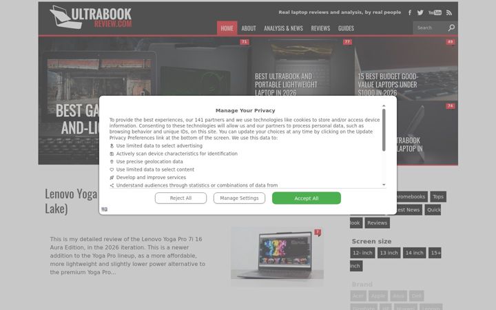 Screenshot of ultrabookreview.com