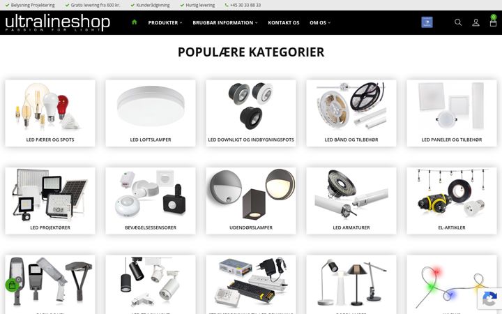 Ekraanipilt saidist ultralineshop.dk