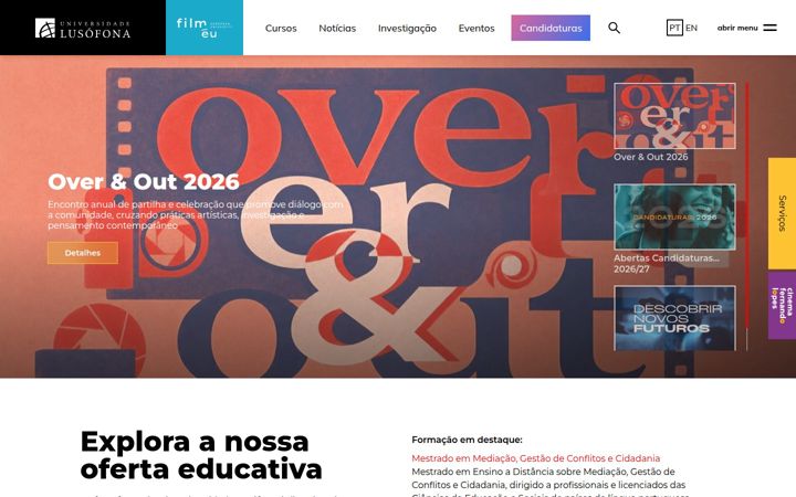Screenshot van ulusofona.pt