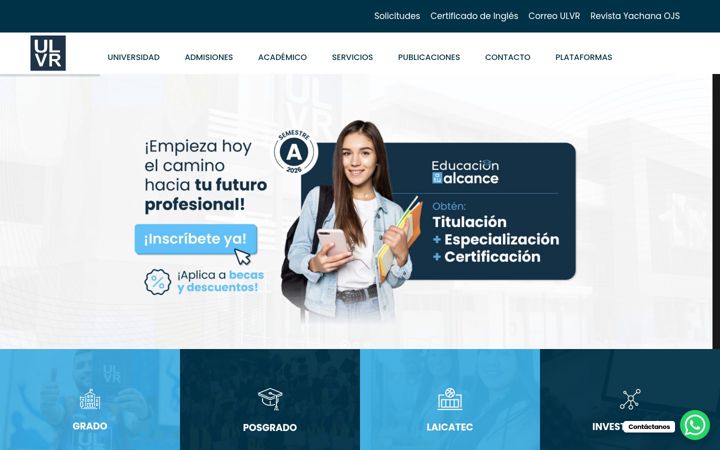 Screenshot of ulvr.edu.ec