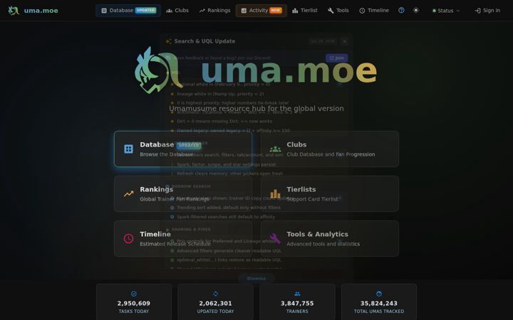 Screenshot of uma.moe