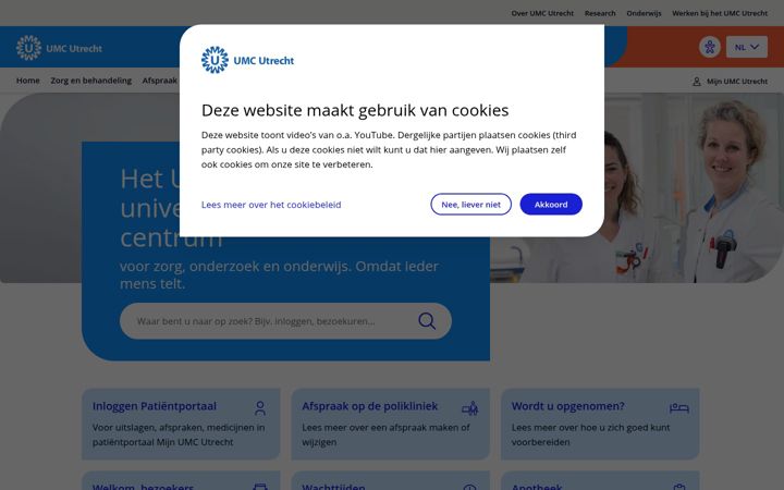 Screenshot of umcutrecht.nl