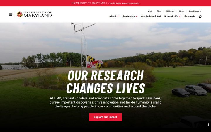 Екранна снимка на umd.edu