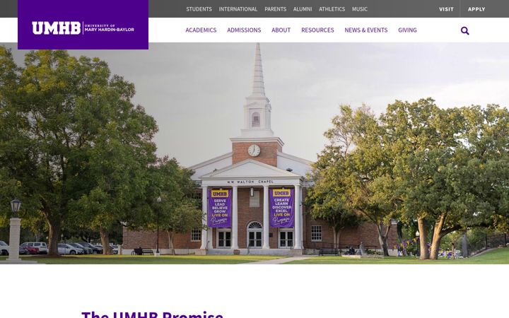 Screenshot of umhb.edu
