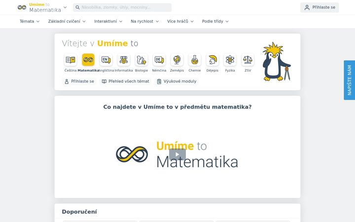 Screenshot of umimematiku.cz