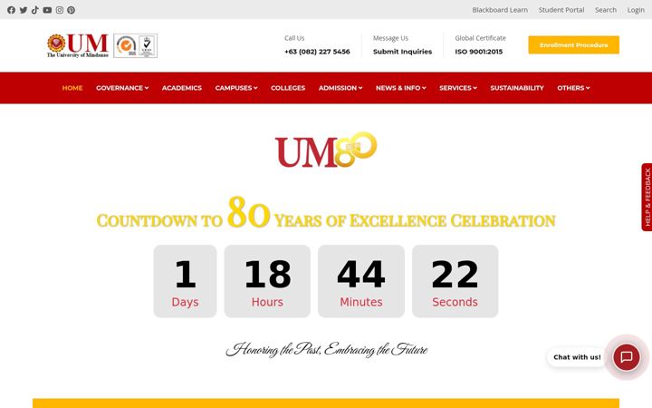 Screenshot of umindanao.edu.ph