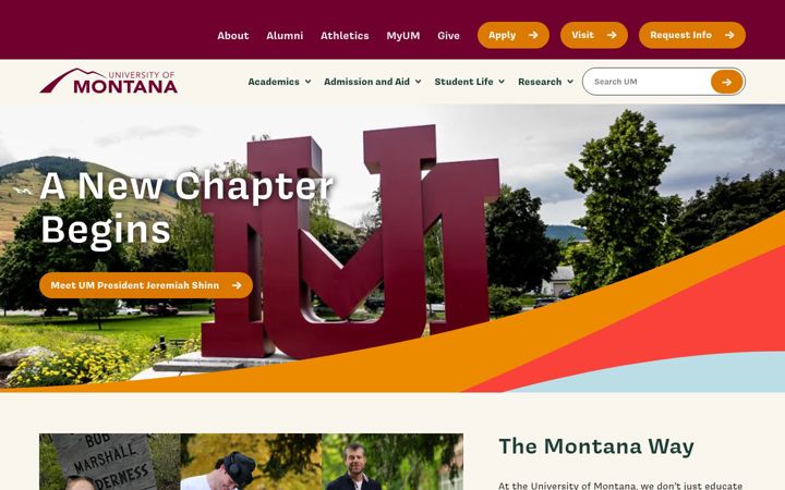 Screenshot of umontana.edu