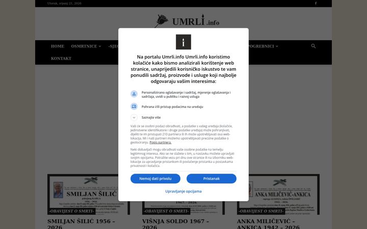 Screenshot of umrli.info
