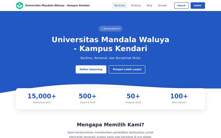 Screenshot of umwkendarikorumba.ac.id
