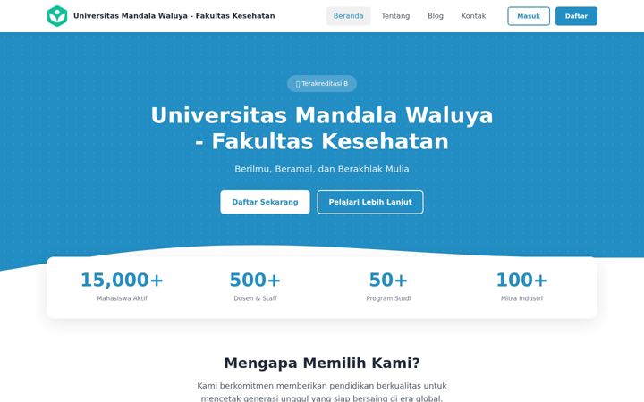 Screenshot of umwkesehatanmuna.ac.id