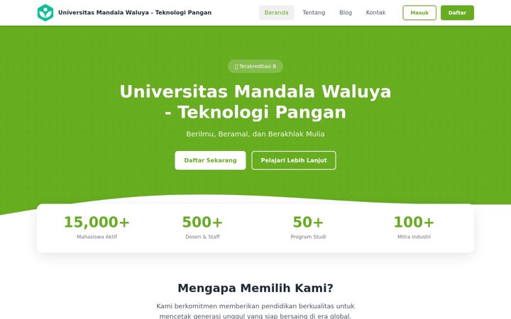 Screenshot of umwteknologipangan.ac.id