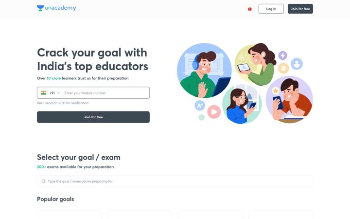 Ekrano kopija unacademy.com