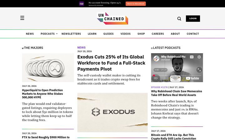 Screenshot of unchainedcrypto.com
